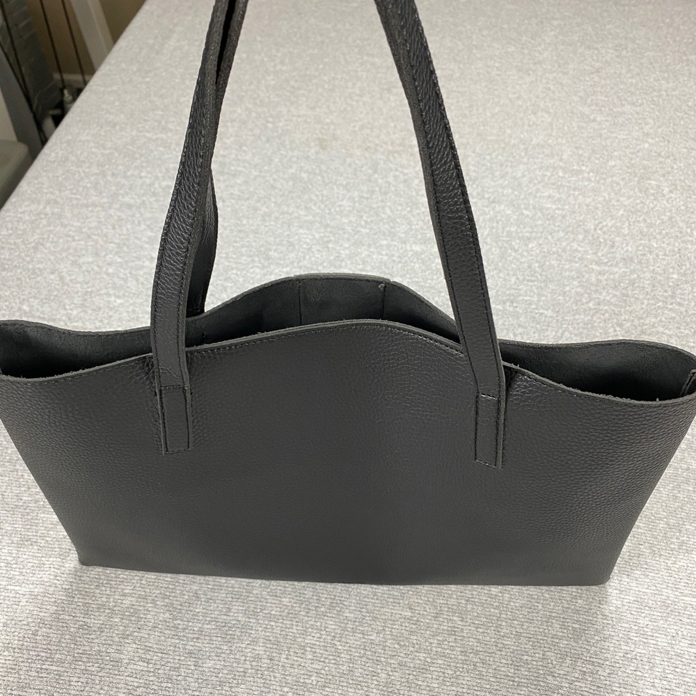 Vince Camuto Black Grey Pebbled Vegan Leather Tote Bag Colorblock Shoulder Bag - Picture 7 of 11